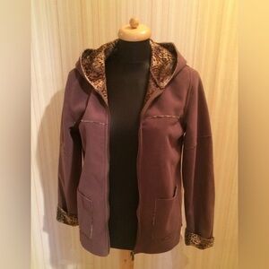 B.C. Clothing Original Bonded Micro Polar Zip Front Jacket Animal Print Lining